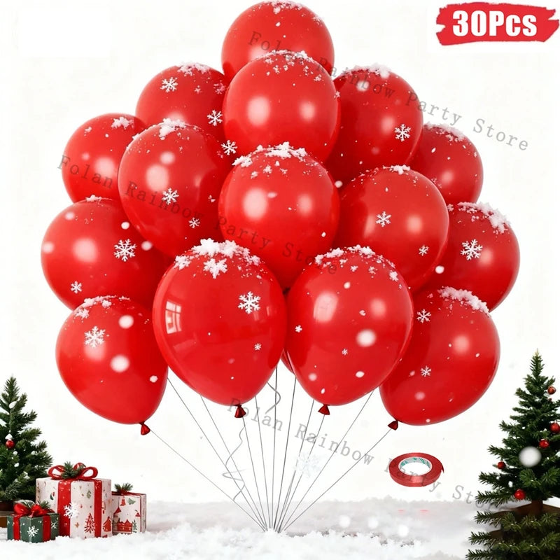 30PCS Red Green Balloon 10/12inch Christmas Balloon Set Gold White Latex Ballon for Christmas Decoration Birthday Party Supplies