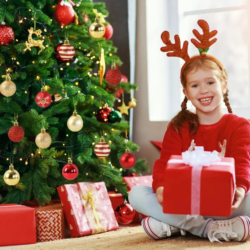 50Pcs/box Christmas Tree Balls Ornament Red Gold Hanging Bauble Pendant 2026 Christmas Decoration for Home 2026 New Year Gifts