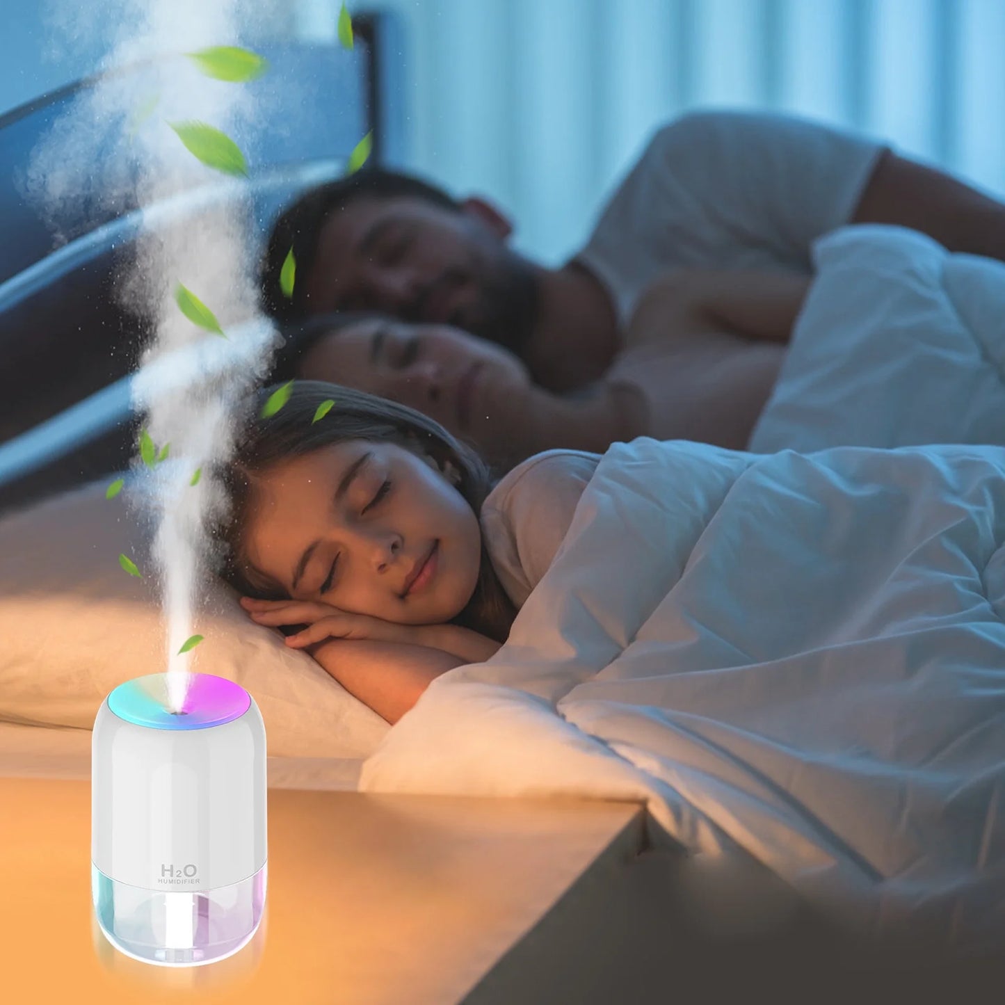 Portable Mini Humidifier for Bedroom, Heavy Mist Humidifier USB Portable Aromatherapy Machine Car Home Desktop Colorful Night Light Humidifier