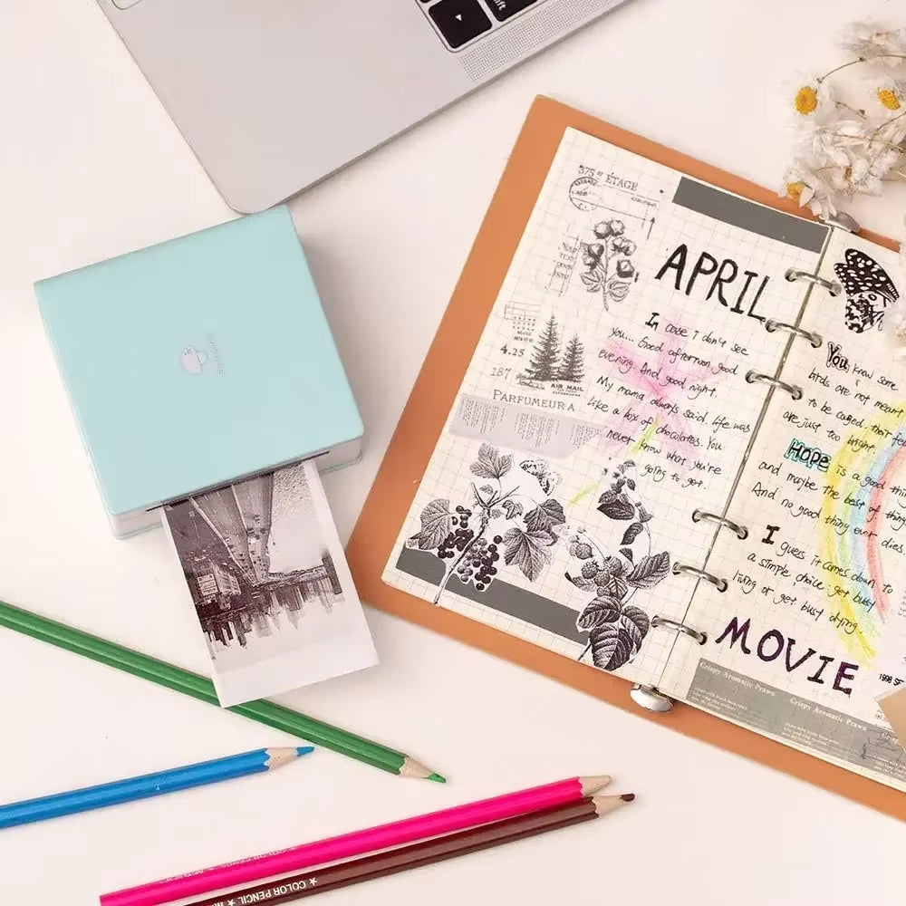 M02 Portable Mini Sticker Printer Thermal Pocket Photo Printer Bluetooth Wireless Picture Printer Portable for Phone