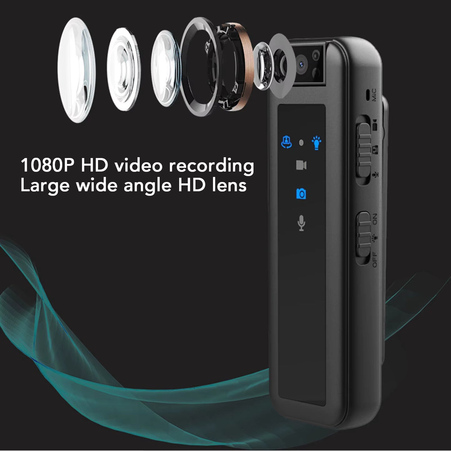 1080P Camera Video Recorder Wearable Video Camera with LED Indicator Light Clip Clip Camera Video Camera