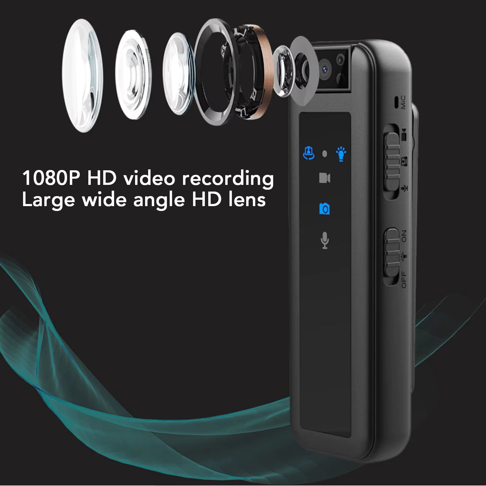 1080P Camera Video Recorder Wearable Video Camera with LED Indicator Light Clip Clip Camera Video Camera