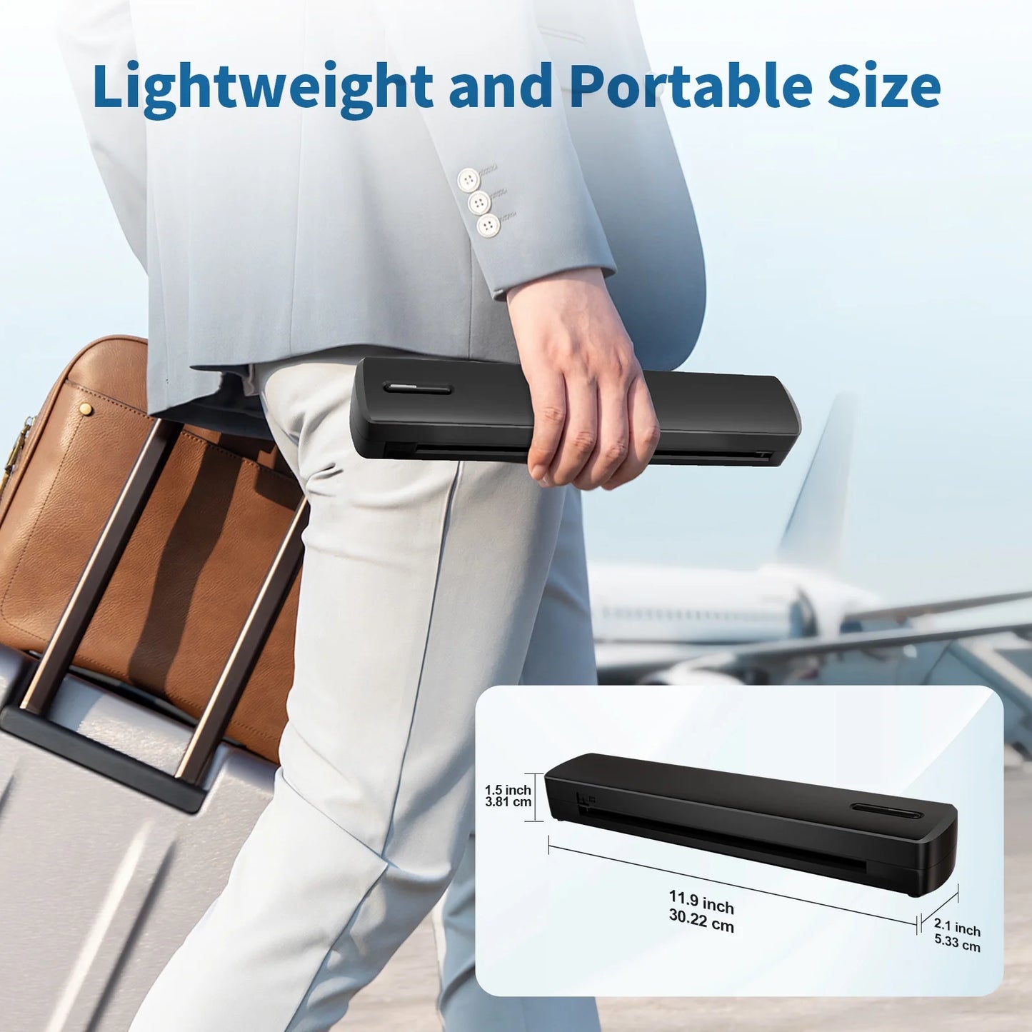 Thermal Printer, Wireless Printer Support US Letter & A4 for Travel, Inkless Portable Compatible with Ios Android Laptop for Home Car Office