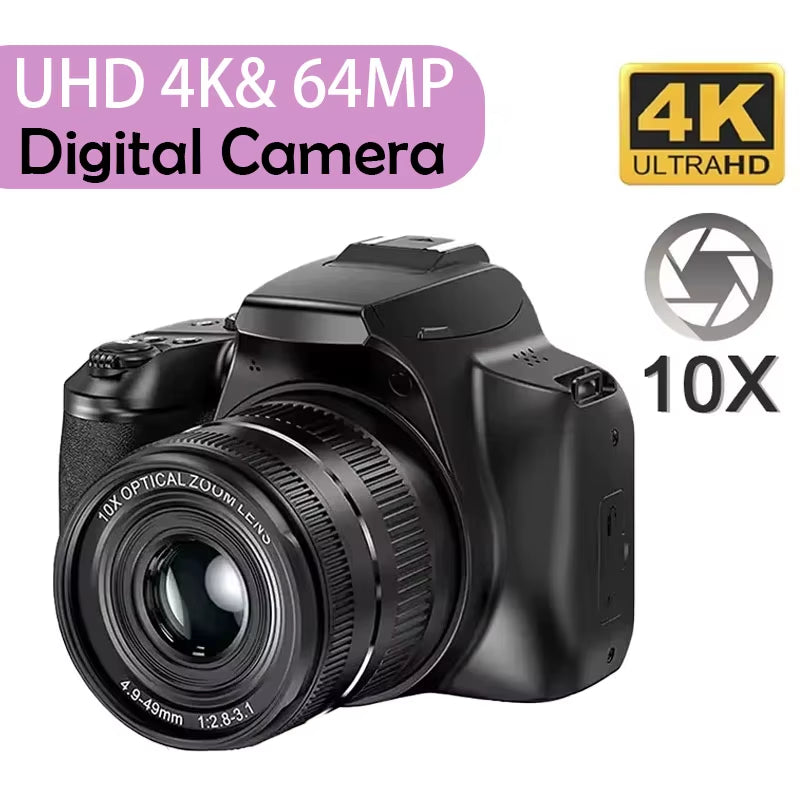 Digital Camera 4K SLR Camera 64MP Digital Photography Camera 10X Optical Zoom Youtuber Camera Webcam Digital Photography Camera