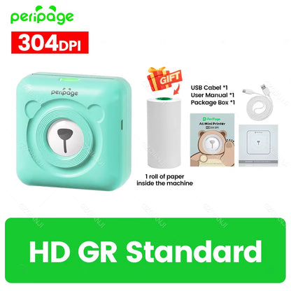 7 Colors Peripage A6 304DPI Mini Photo Printer Notes Sticker Label Printing Machine Bluetooth Portable Wireless Printer Marker