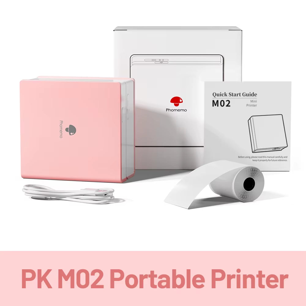 M02 Portable Mini Sticker Printer Thermal Pocket Photo Printer Bluetooth Wireless Picture Printer Portable for Phone