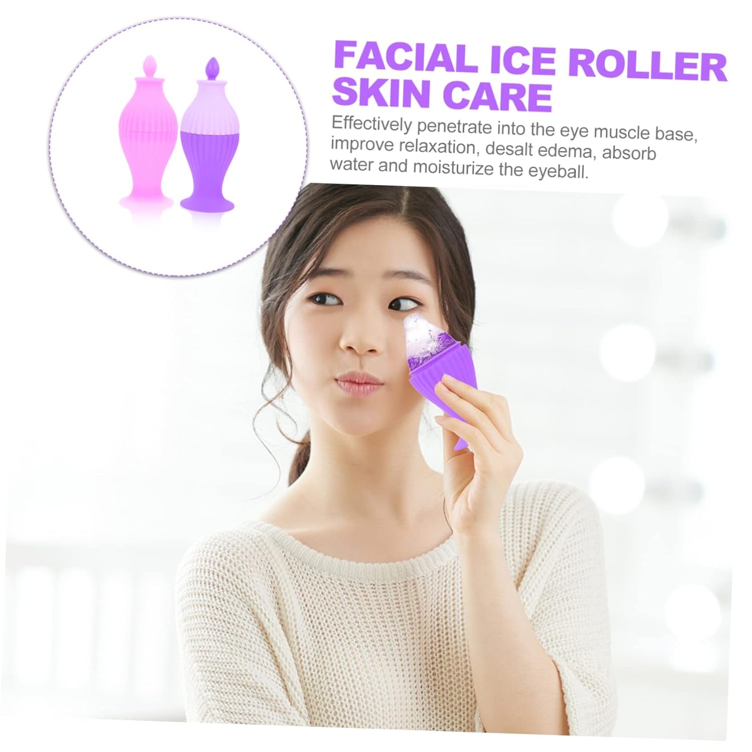 4 Pcs Roller Facial Cream Scrubber Reducer System Skincare Facial Ice Applicator Facials Jade Roller Ice Roller Face Mall Face Roller Machine LED Violet