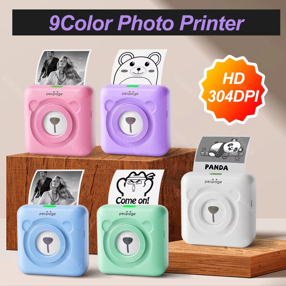 7 Colors Peripage A6 304DPI Mini Photo Printer Notes Sticker Label Printing Machine Bluetooth Portable Wireless Printer Marker