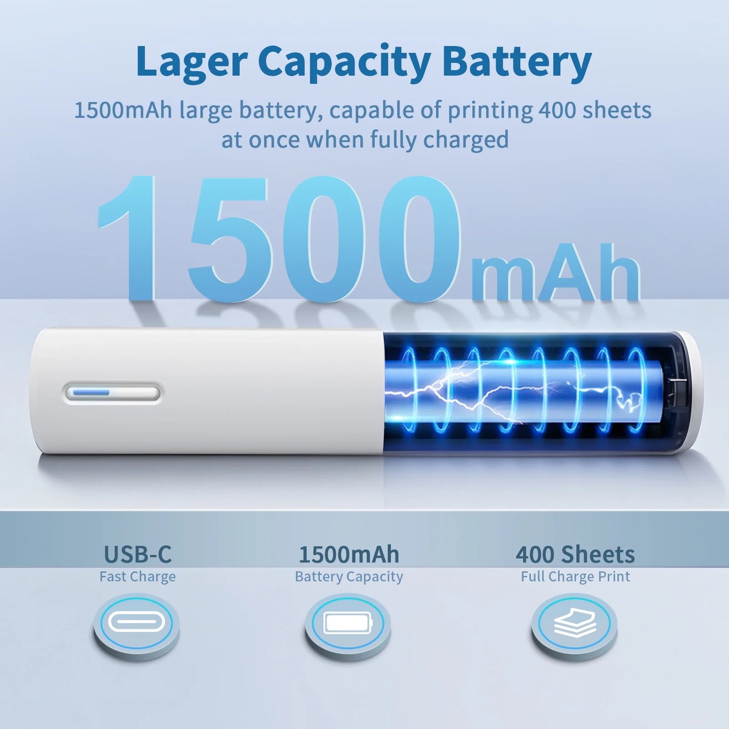 Wireless Printer, A4 Thermal Printer, Monochrome for Travel, Mobile Office School Home, Bluetooth Printer Compatible with Ios and Android, for Phone and Laptop