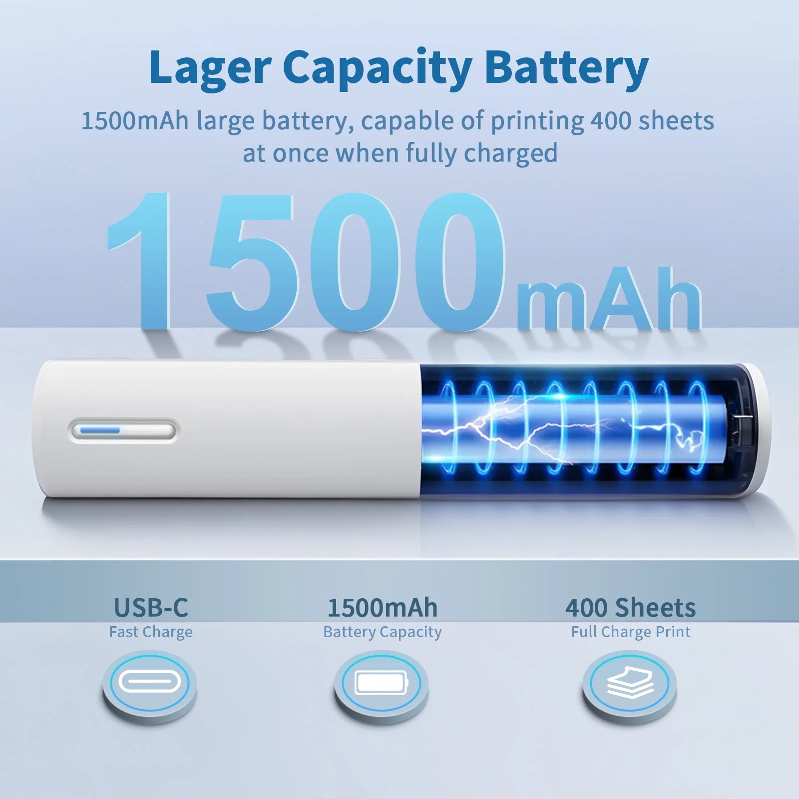 Wireless Printer, A4 Thermal Printer, Monochrome for Travel, Mobile Office School Home, Bluetooth Printer Compatible with Ios and Android, for Phone and Laptop