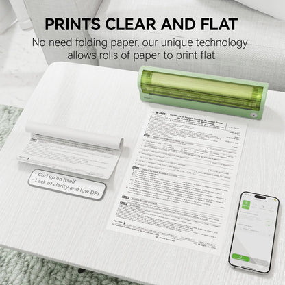 Portable Printer Wireless for Travel, Thermal Printer Support 8.5" X 11" US Letter, Compatible with Android, Ios and Laptop, Inkless Printer for Home Office