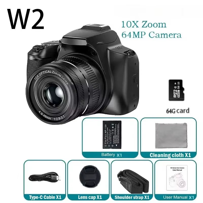 Digital Camera 4K SLR Camera 64MP Digital Photography Camera 10X Optical Zoom Youtuber Camera Webcam Digital Photography Camera