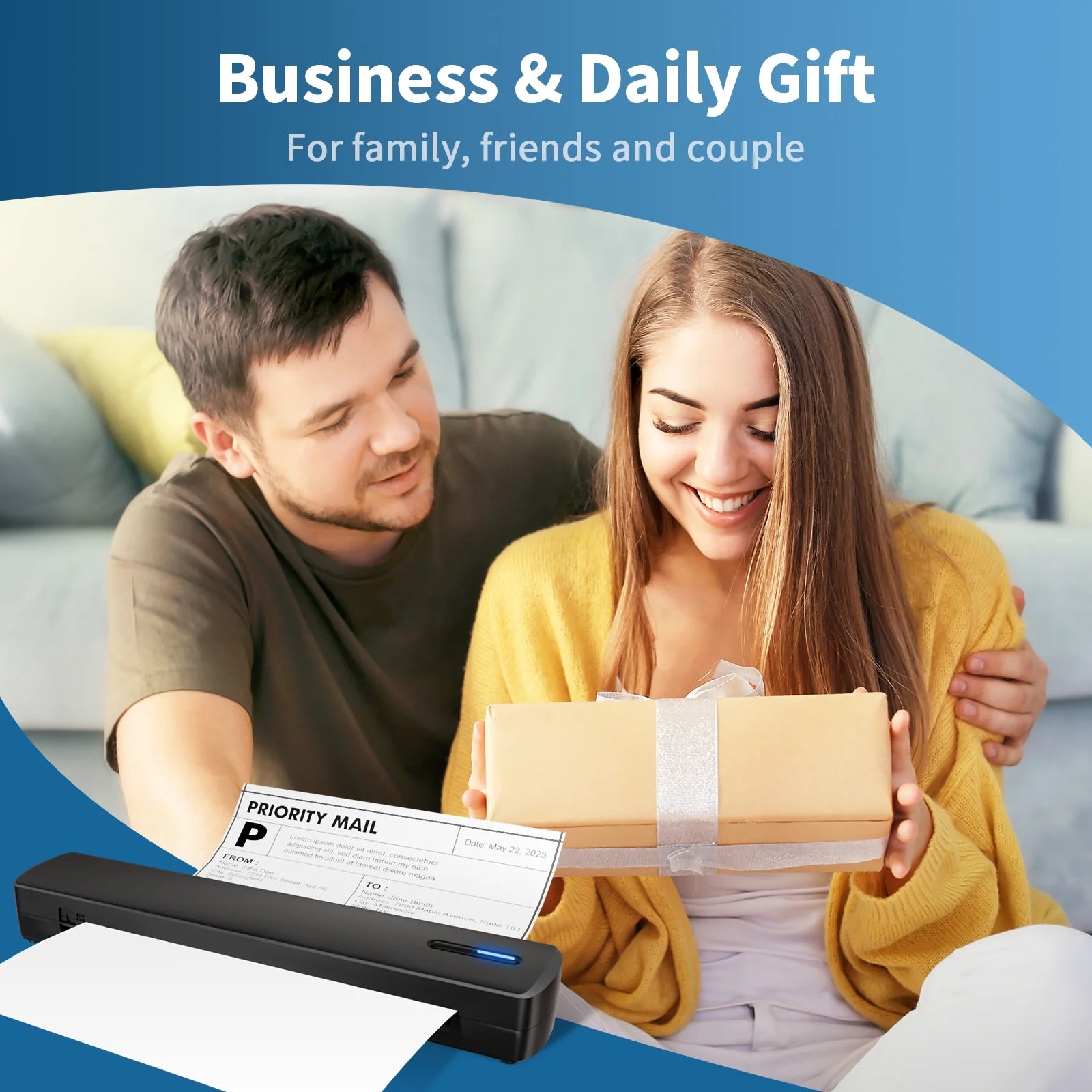 Thermal Printer, Wireless Printer Support US Letter & A4 for Travel, Inkless Portable Compatible with Ios Android Laptop for Home Car Office