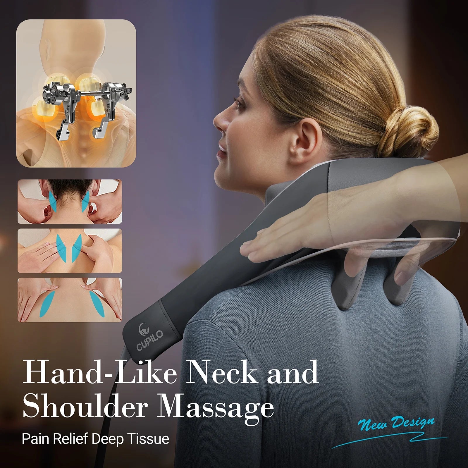 Shiatsu Neck and Back Massager with Heat & Remote Control, 6D Cordless Electric Deep Tissue Kneading Massage Pillow for Shoulder Leg Body Muscle Pain Relief, Gift for Men Women Home Office Use