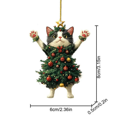 1PC Christmas Tree Pendants Cute Cat Hanging Ornaments for Car Backpack Xmas Tree Decorations Party Supplies New Year Gifts