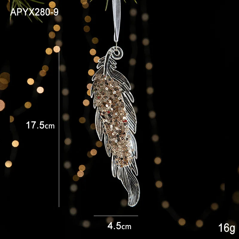 Christmas Home Decorations Crystal Acrylic Ornaments Snowflake Elk Xmas Tree Hanging Pendants Navidad 2024 New Year Gift 2025