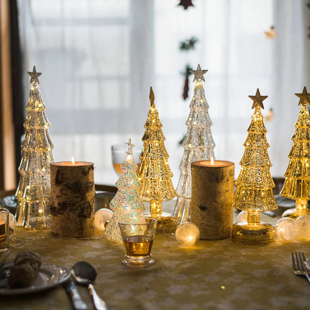 Glass LED Night Lights Luminous Decoration Home Living Room Hotel Table Bedside Desktop Christmas Atmosphere Decorative Ornament