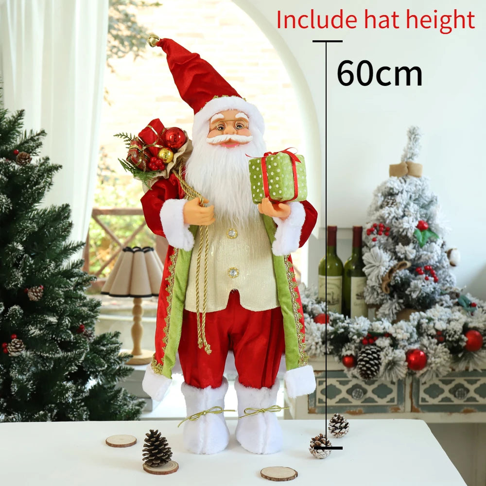 60cm Large Santa Claus Merry Christmas Decorations for Home Happy New Year 2023 Santa Claus Doll Window Decorations Home gift