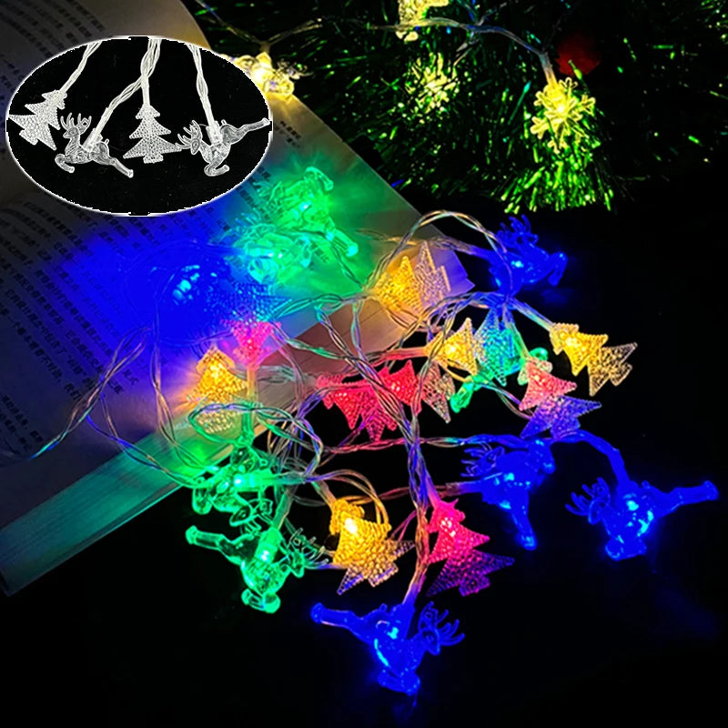 Elk Xmas Tree String Lamp Lights Christmas Tree Warm Atmosphere Decorations New Year Gifts Merry Christmas LED String Light Star
