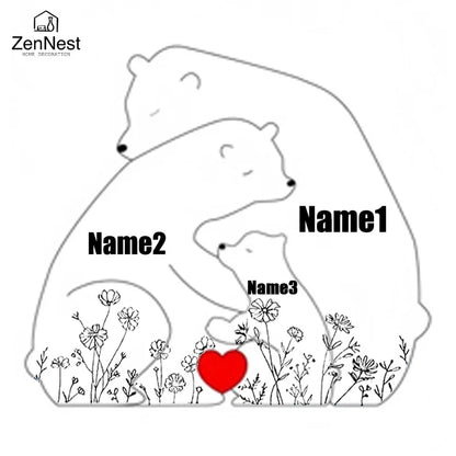 Artistic Wooden Puzzles, Little Bear Family Personalized Name Puzzles, Thanksgiving Christmas Gifts, Home Tabletop Decorations