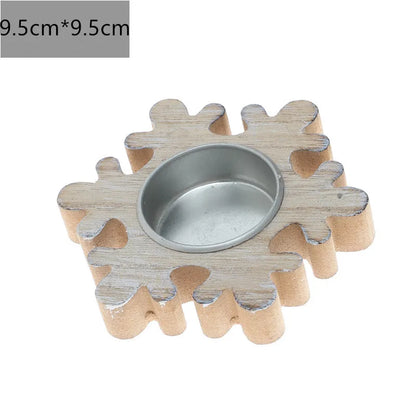 Wooden Xmas Snowflake Candlestick Christmas Tree Shape Candle Holder for Home Decoration 2022 Navidad Kerst Noel New Year Decor