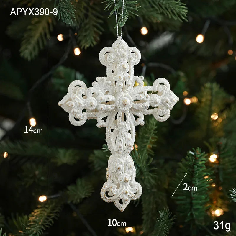 2025 Christmas Tree Pendants Snowflake White Angel Wing Hanging Ornament New Year Navidad Party Window Wall Home Room Decor