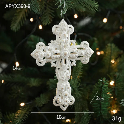 2025 Christmas Tree Pendants Snowflake White Angel Wing Hanging Ornament New Year Navidad Party Window Wall Home Room Decor
