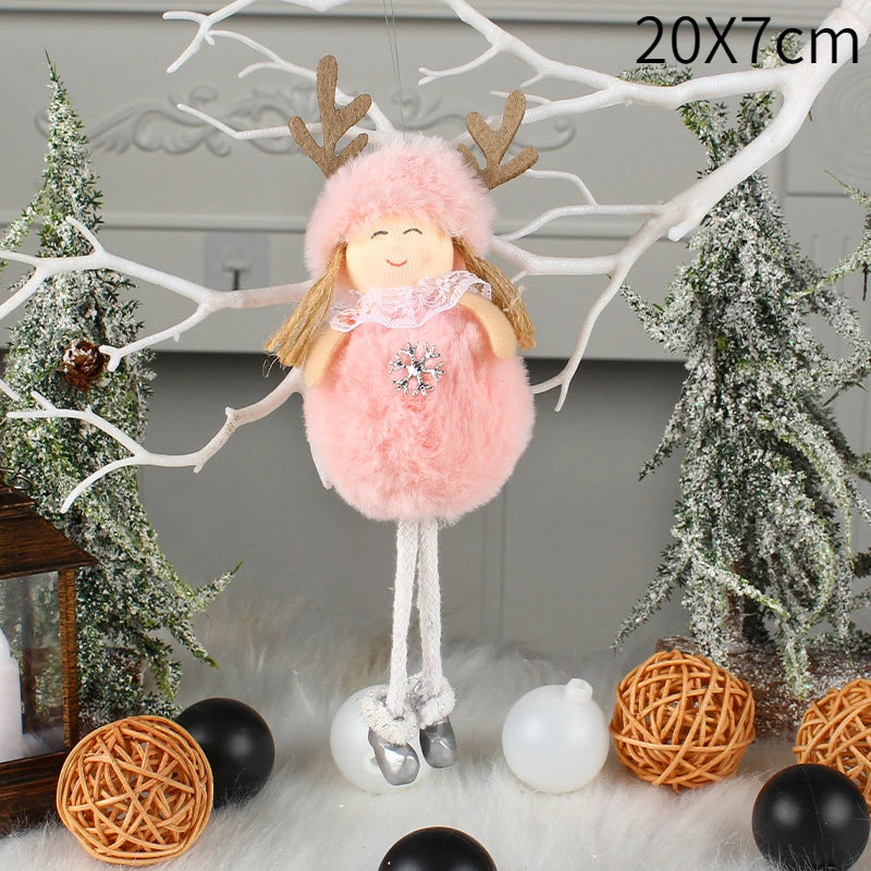 Christmas Plush Angel Girl Boy Dolls Xmas Tree Ornament Natal Noel Deco Christmas Decorations for Home New Year 2023 Kids Gifts
