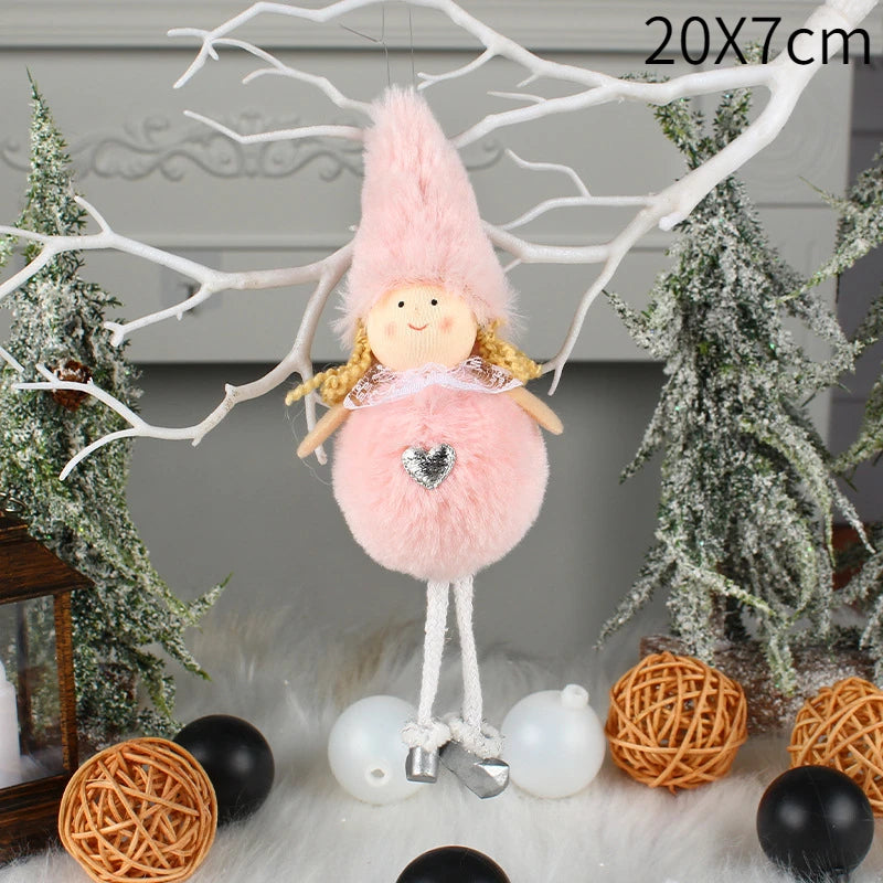 Christmas Plush Angel Girl Boy Dolls Xmas Tree Ornament Natal Noel Deco Christmas Decorations for Home New Year 2023 Kids Gifts