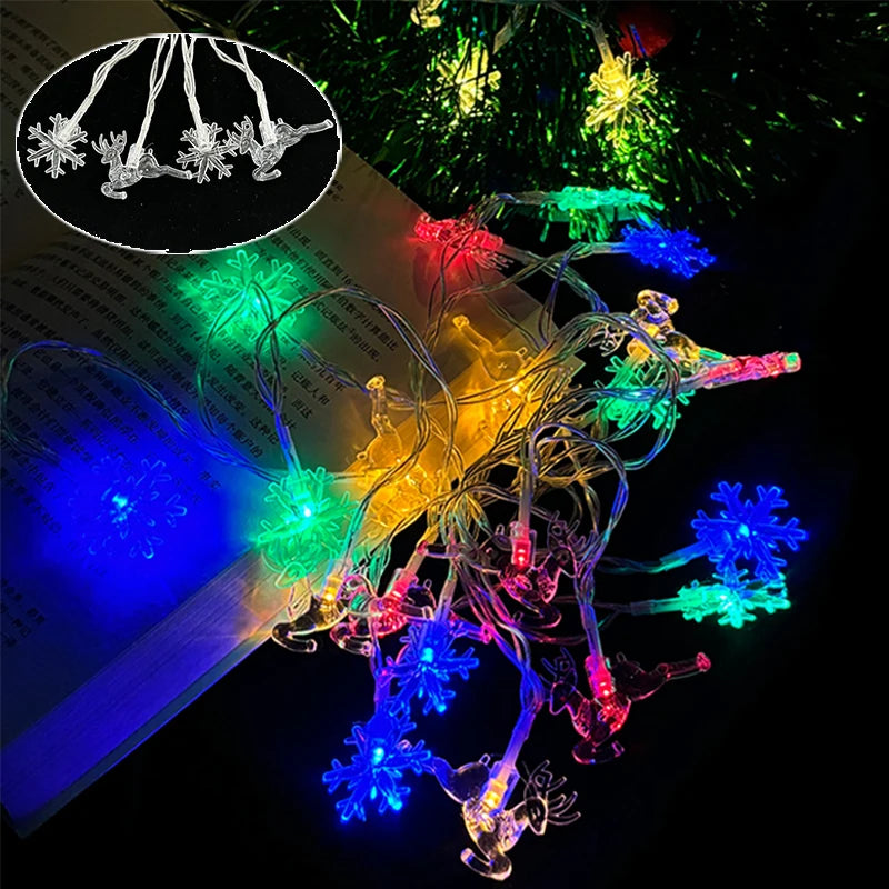 Elk Xmas Tree String Lamp Lights Christmas Tree Warm Atmosphere Decorations New Year Gifts Merry Christmas LED String Light Star