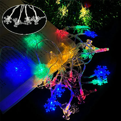 Elk Xmas Tree String Lamp Lights Christmas Tree Warm Atmosphere Decorations New Year Gifts Merry Christmas LED String Light Star