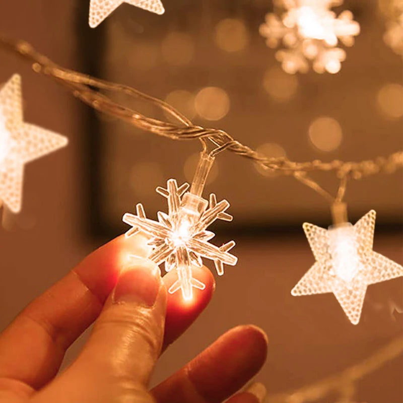 1-10M Christmas Snowflake star light string Moon star string lights for Xmas Party Supplie Tree Garden home Decorations