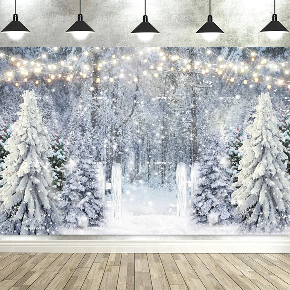 Christmas Fireplace Backdrop White Red Christmas Tree Photography Background Winter Family Party Banner Photo Booth Props