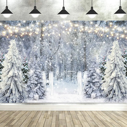 Christmas Fireplace Backdrop White Red Christmas Tree Photography Background Winter Family Party Banner Photo Booth Props