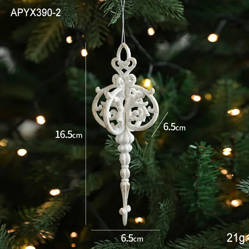 2025 Christmas Tree Pendants Snowflake White Angel Wing Hanging Ornament New Year Navidad Party Window Wall Home Room Decor