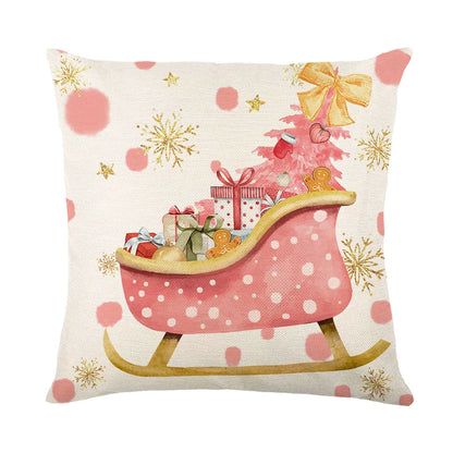 45x45cm Christmas Decoration Pillowcase Xmas Tree Elk Snowman Cottoon Pillow Case Happy New Year Cushion Cover 2024