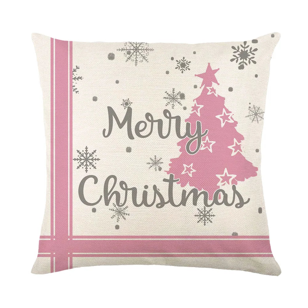 45x45cm Christmas Decoration Pillowcase Xmas Tree Elk Snowman Cottoon Pillow Case Happy New Year Cushion Cover 2024