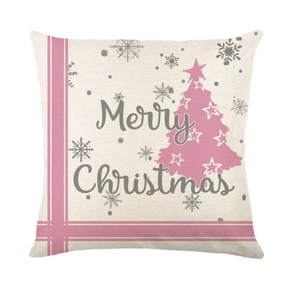 45x45cm Christmas Decoration Pillowcase Xmas Tree Elk Snowman Cottoon Pillow Case Happy New Year Cushion Cover 2024