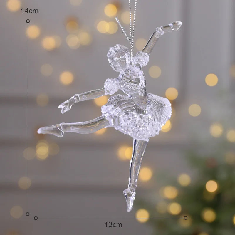 Christmas Snowflake Piece Xmas Tree Pendants Noel Crystal Deer Wreath Hanging Ornaments Merry Christma Decor For Home 2024