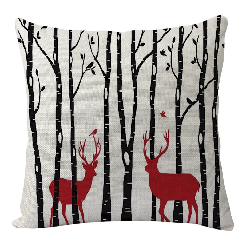 45x45cm Christmas Decoration Pillowcase Xmas Tree Elk Snowman Cottoon Pillow Case Happy New Year Cushion Cover 2024