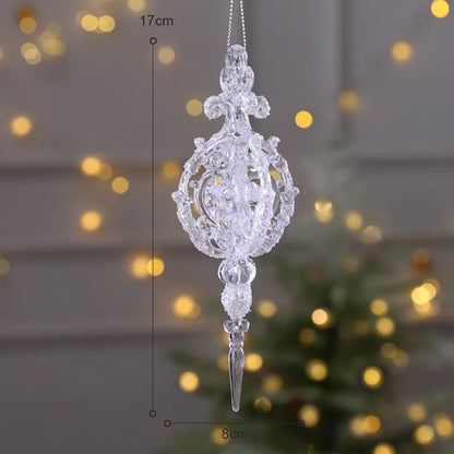 Christmas Snowflake Piece Xmas Tree Pendants Noel Crystal Deer Wreath Hanging Ornaments Merry Christma Decor For Home 2024