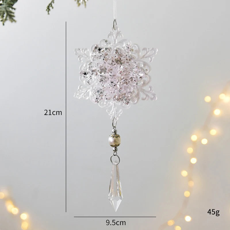 Christmas Home Decorations Crystal Acrylic Ornaments Snowflake Elk Xmas Tree Hanging Pendants Navidad 2024 New Year Gift 2025