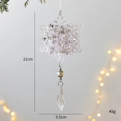 Christmas Home Decorations Crystal Acrylic Ornaments Snowflake Elk Xmas Tree Hanging Pendants Navidad 2024 New Year Gift 2025