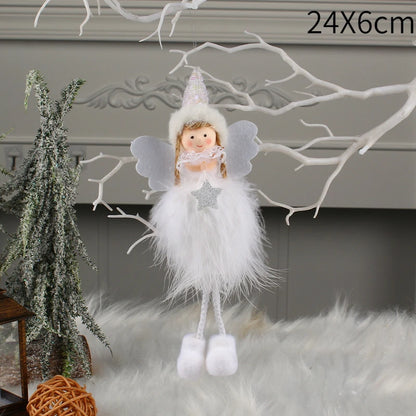 Christmas Plush Angel Girl Boy Dolls Xmas Tree Ornament Natal Noel Deco Christmas Decorations for Home New Year 2023 Kids Gifts