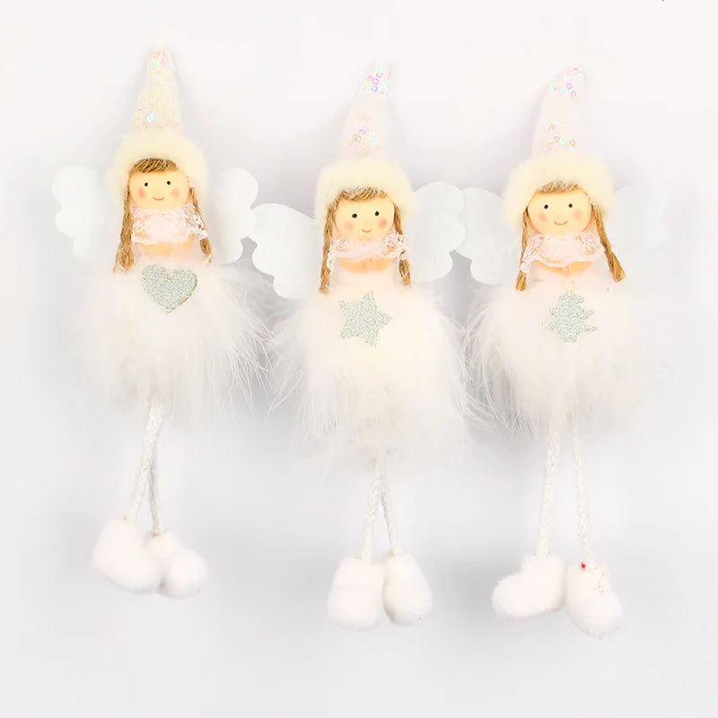 Christmas Plush Angel Girl Boy Dolls Xmas Tree Ornament Natal Noel Deco Christmas Decorations for Home New Year 2023 Kids Gifts