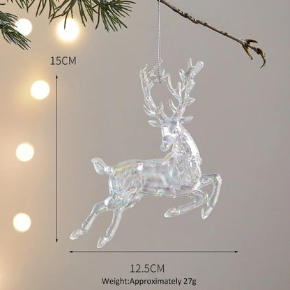 Christmas Home Decorations Crystal Acrylic Ornaments Snowflake Elk Xmas Tree Hanging Pendants Navidad 2024 New Year Gift 2025