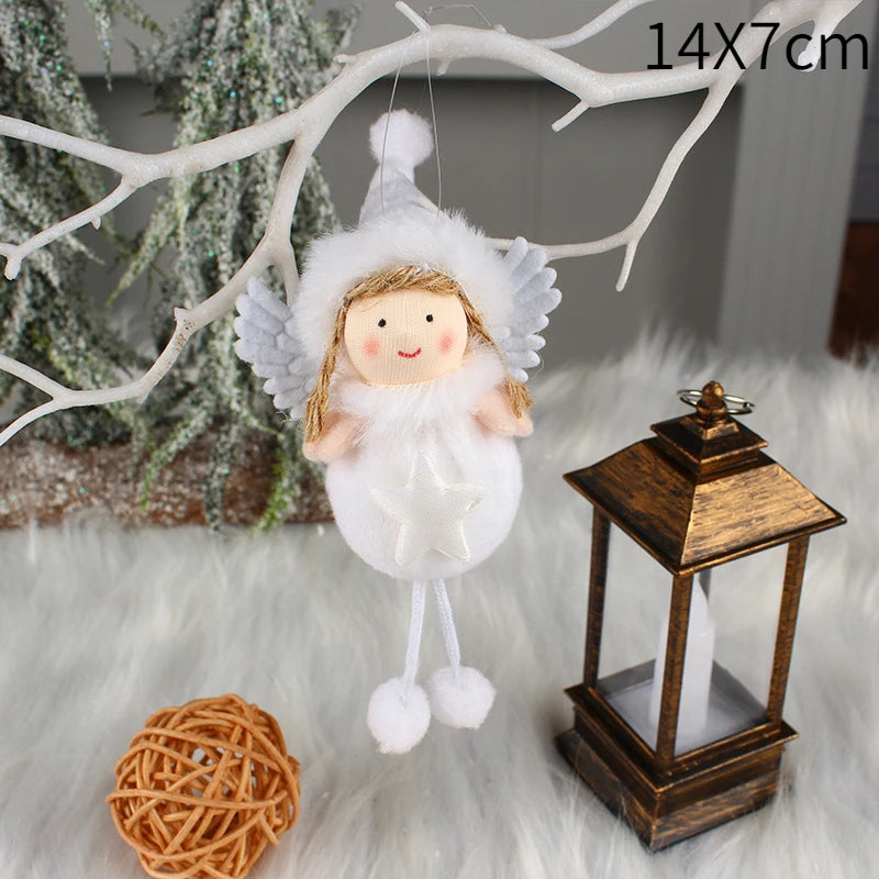 Christmas Plush Angel Girl Boy Dolls Xmas Tree Ornament Natal Noel Deco Christmas Decorations for Home New Year 2023 Kids Gifts