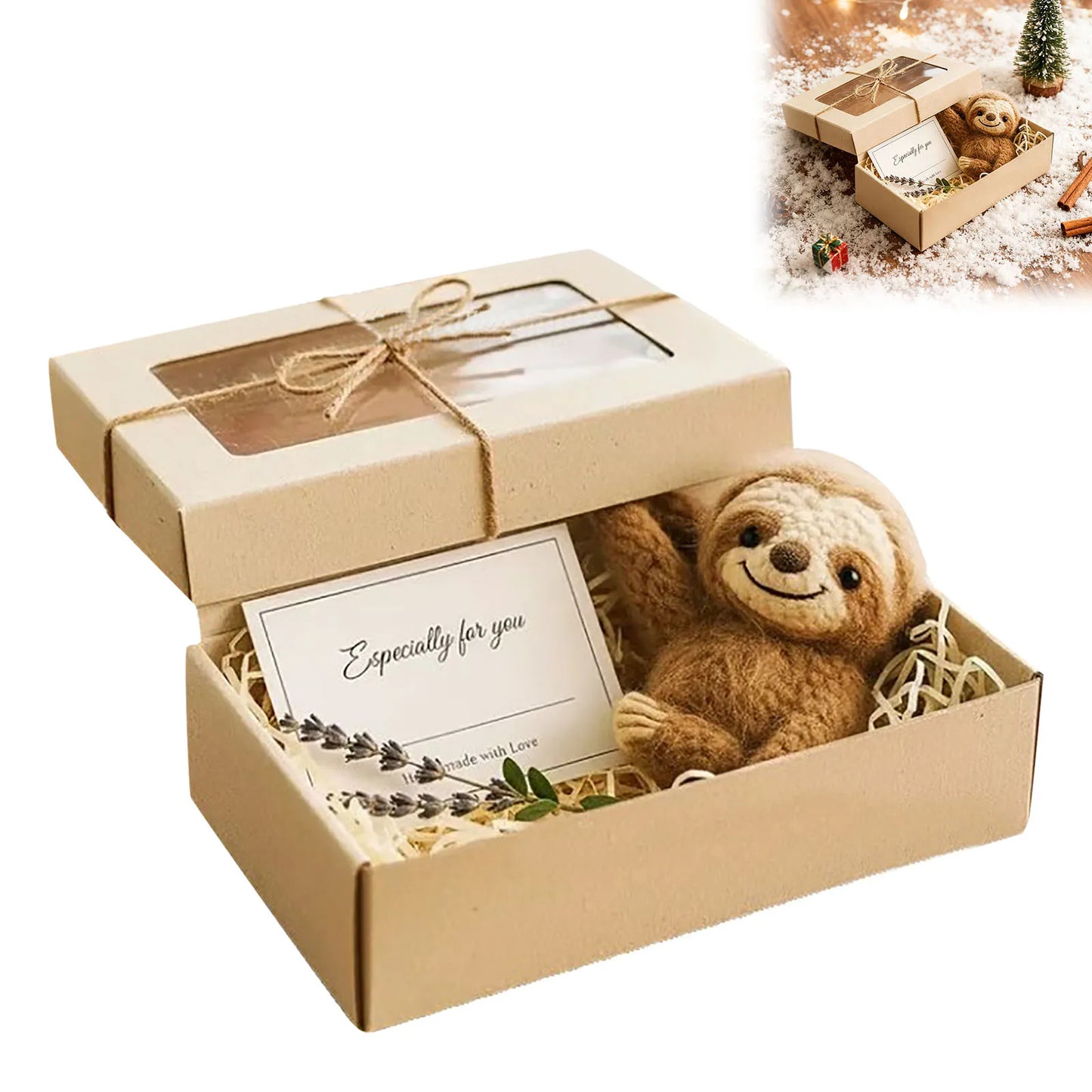 Christmas Sloth Gift Handmade Crochet Sloth In Gift Box For Home Decorations Car Decorative Items Festive Christmas Gifts