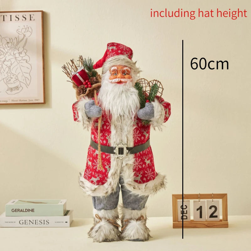 60cm Large Santa Claus Merry Christmas Decorations for Home Happy New Year 2023 Santa Claus Doll Window Decorations Home gift