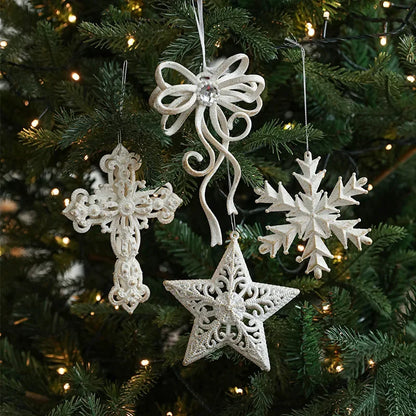 2025 Christmas Tree Pendants Snowflake White Angel Wing Hanging Ornament New Year Navidad Party Window Wall Home Room Decor